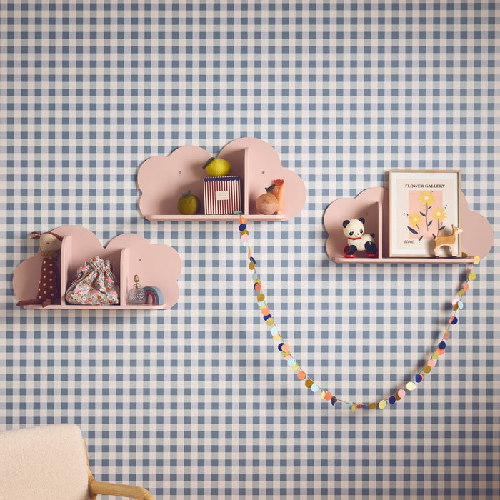 Mensole da parete nuvole per la cameretta dei bambini, set di 3, rosa