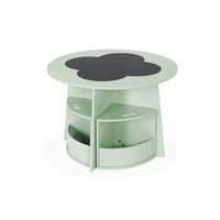 Tavolo con ardesia e 4 sedie con contenitore per bambini, verde