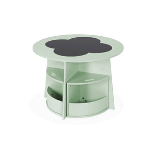 Tavolo con ardesia e 4 sedie con contenitore per bambini, verde