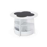 Tavolo con ardesia e 4 sedie con contenitore per bambini, bianco