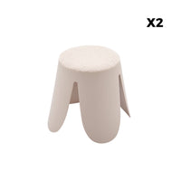 Sgabello impilabile per bambini in bouclé testurizzato, set di 2,