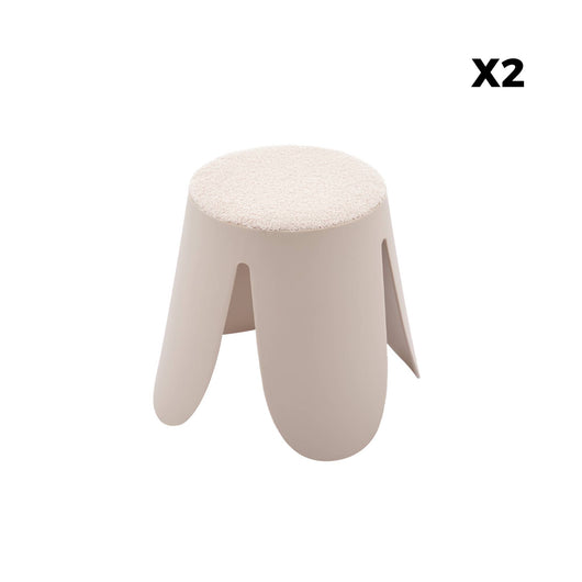 Sgabello impilabile per bambini in bouclé testurizzato, set di 2,