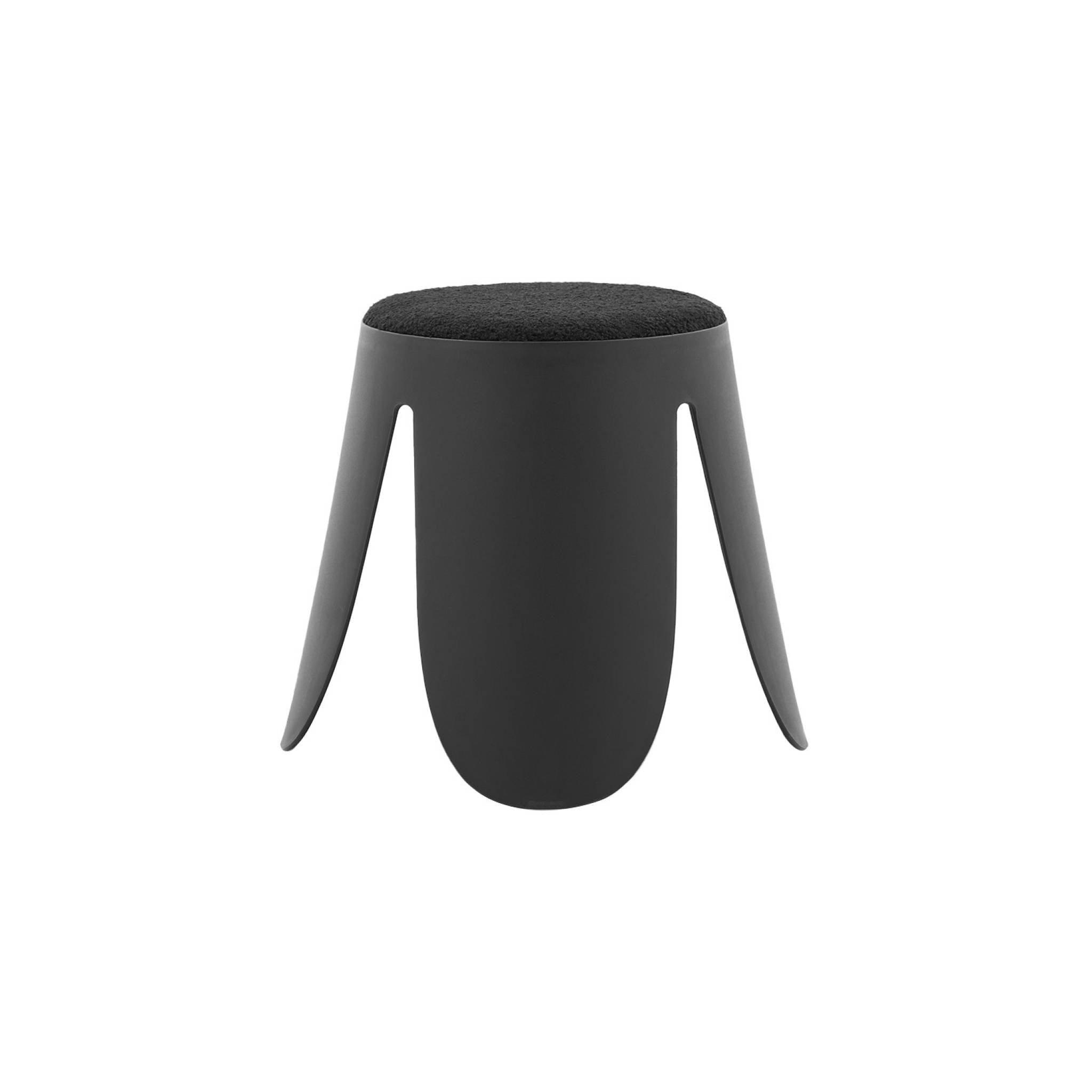 Sgabello impilabile per bambini in bouclé testurizzato, set di 2, nero