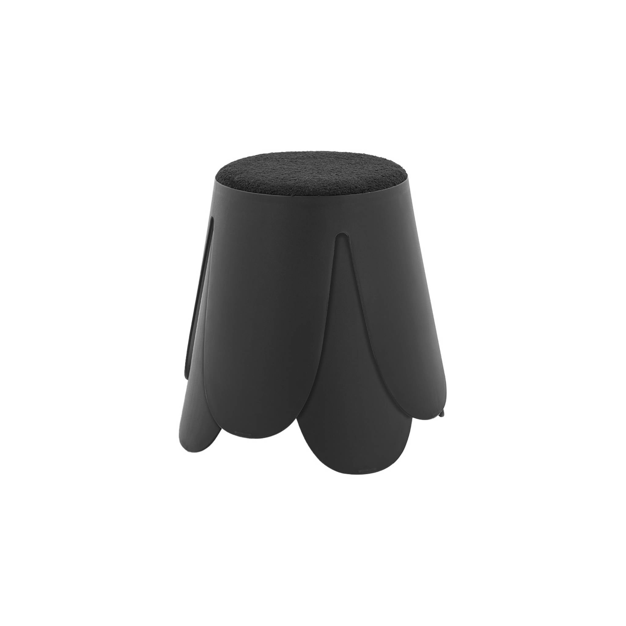 Sgabello impilabile per bambini in bouclé testurizzato, set di 2, nero