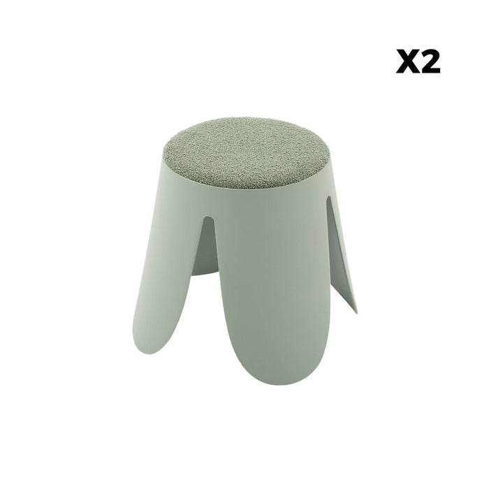 Sgabello impilabile per bambini in bouclé testurizzato, set di 2,
