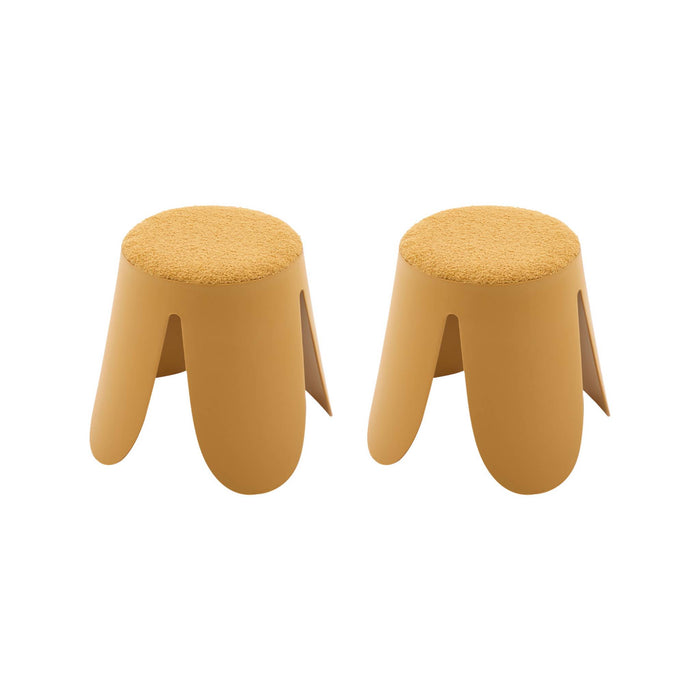 Sgabello impilabile per bambini in bouclé testurizzato, set di 2,