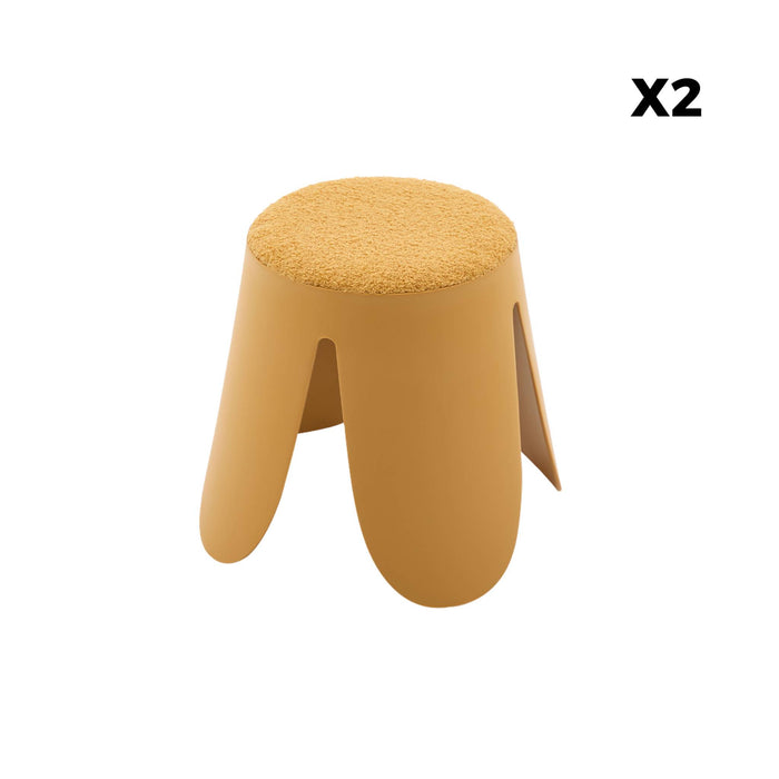 Sgabello impilabile per bambini in bouclé testurizzato, set di 2,