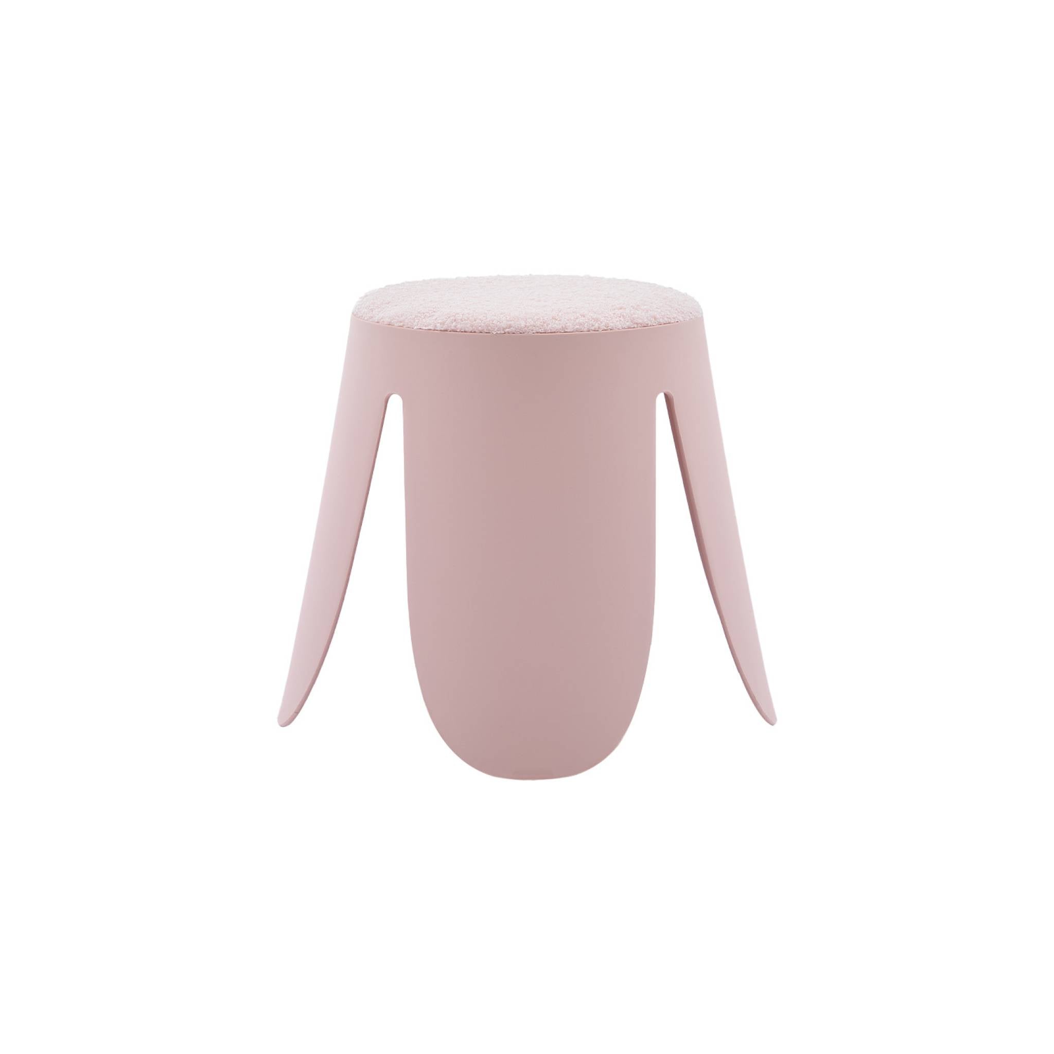 Sgabello impilabile per bambini in bouclé testurizzato, set di 2, rosa