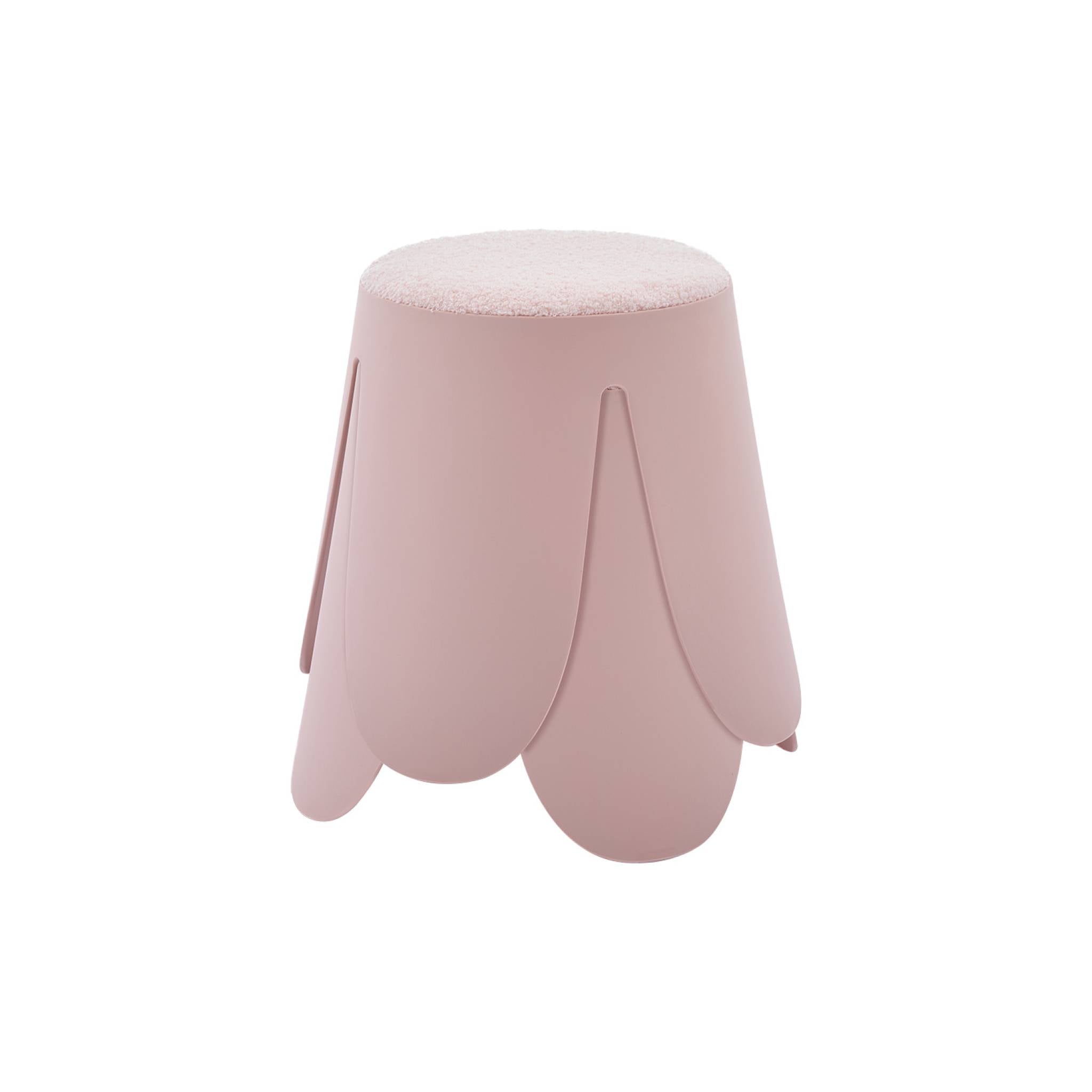 Sgabello impilabile per bambini in bouclé testurizzato, set di 2, rosa