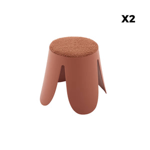 Sgabello impilabile per bambini in bouclé testurizzato, set di 2,