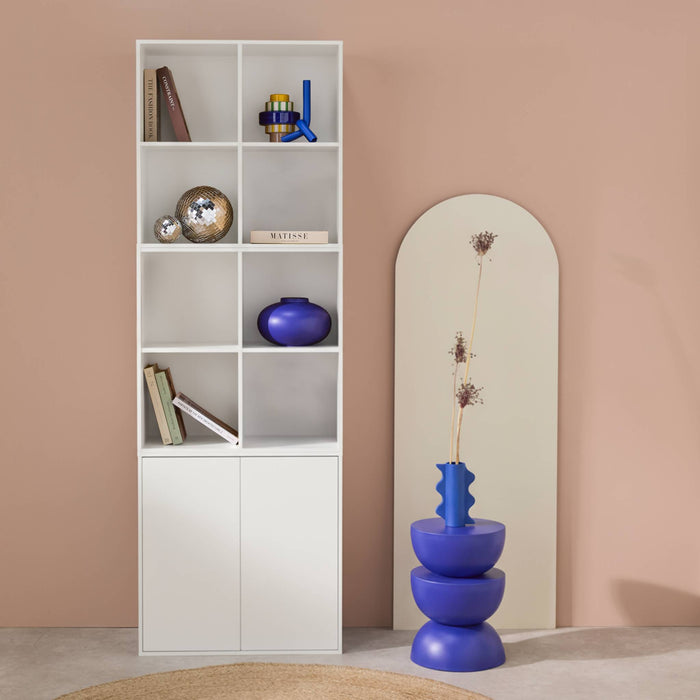 Libreria modulare in legno 3 elementi, 2 ante 8 vani, bianco