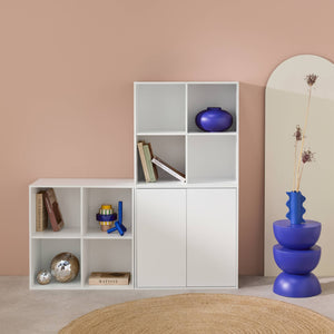 Libreria modulare in legno 3 elementi, 2 ante 8 vani, bianco