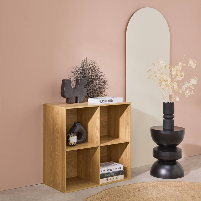 Scaffale, biblioteca, modulo di stoccaggio decorativo in legno 4