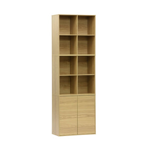 Libreria modulare in legno 3 elementi, 2 ante 8 vani, quercia