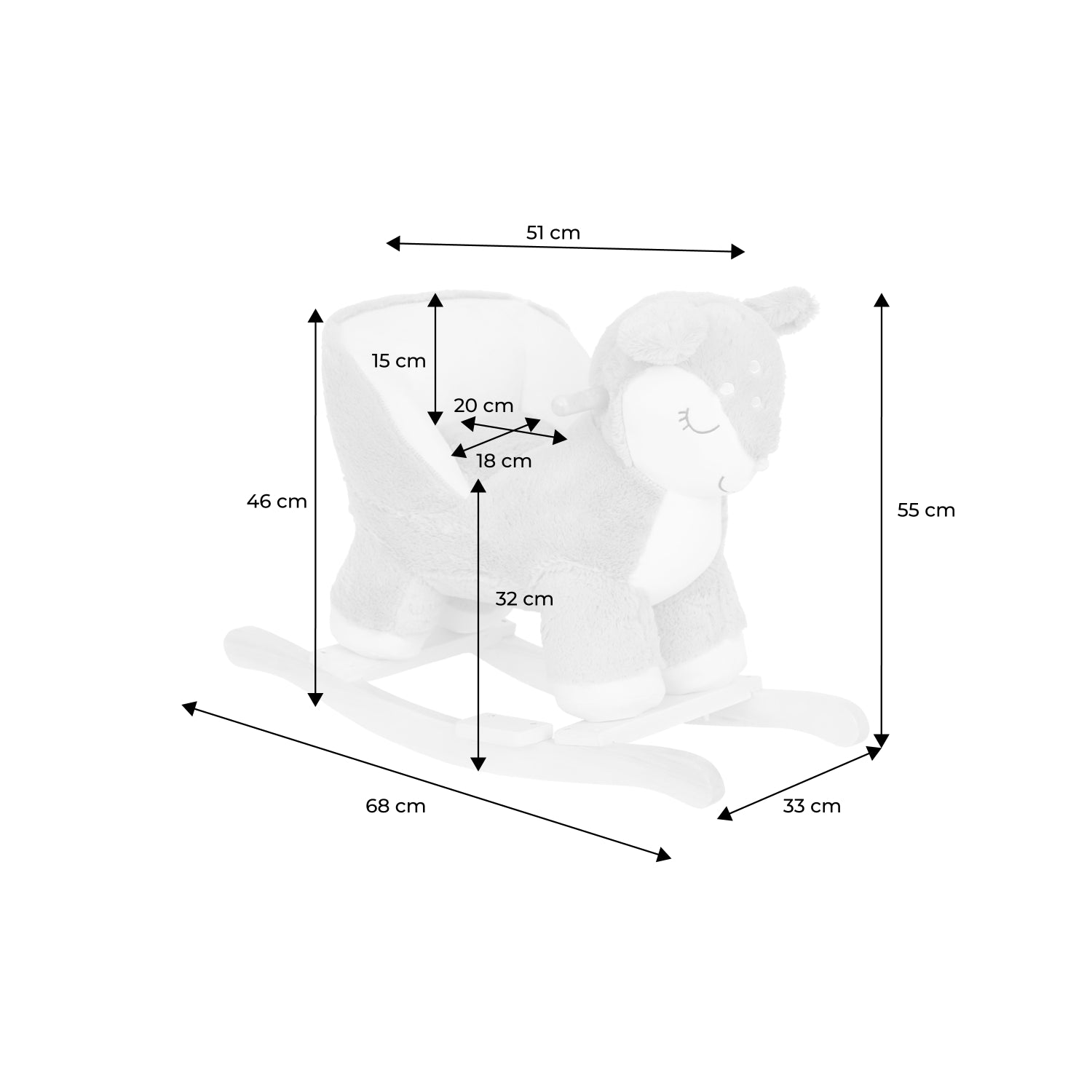 Cerbiatto a dondolo per bambini, beige