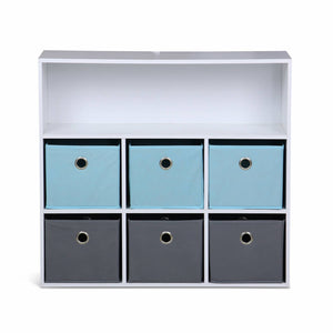 Armadio contenitore per cameretta dei bambini con 6 cestini, blu