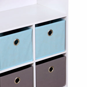 Armadio contenitore per cameretta dei bambini con 6 cestini, blu