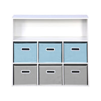 Libreria per bambini con 6 cestini in velluto, blu