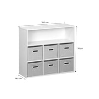 Libreria per bambini con 6 cestini in velluto, blu