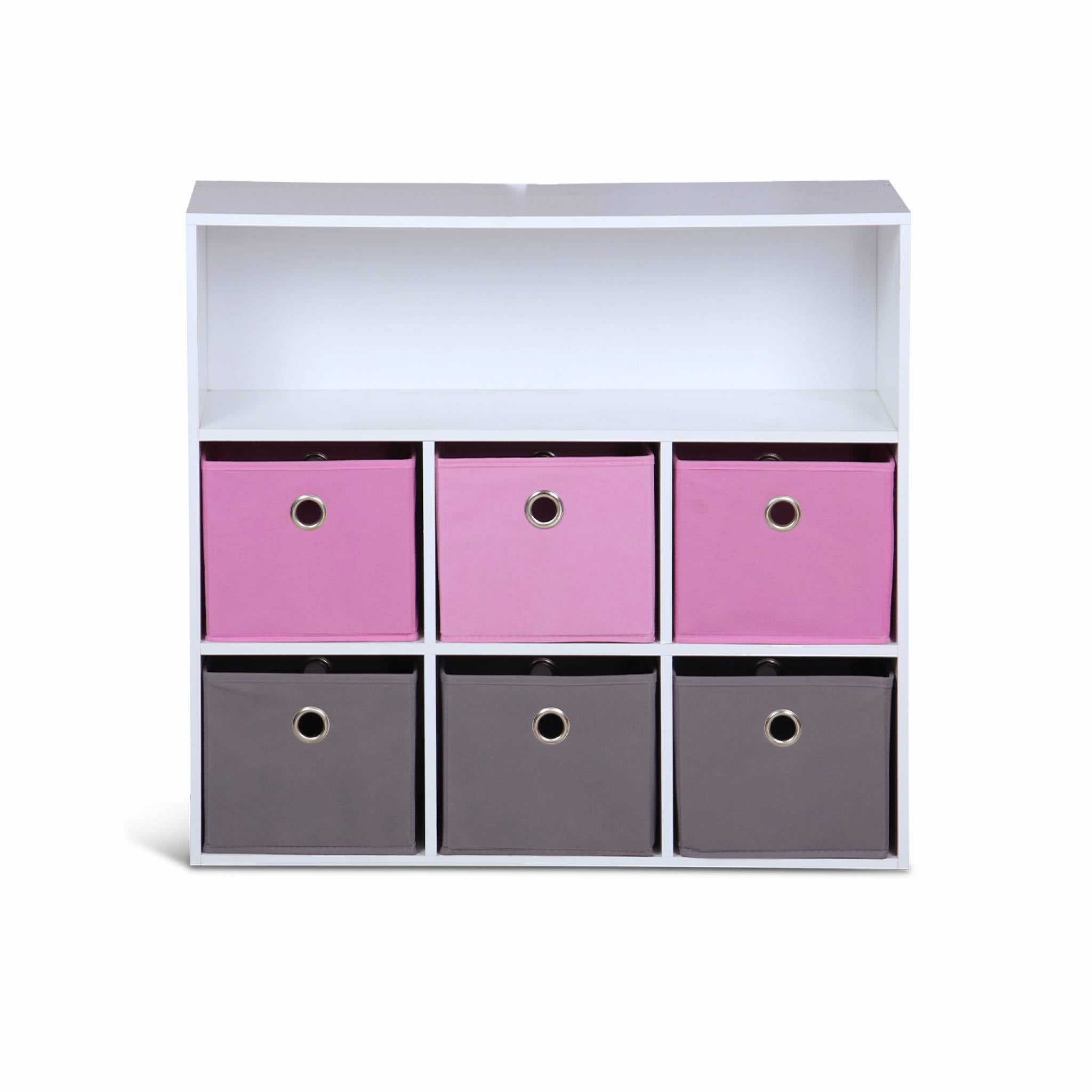 Armadio contenitore per cameretta dei bambini con 6 cestini, rosa