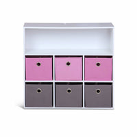 Armadio contenitore per cameretta dei bambini con 6 cestini, rosa