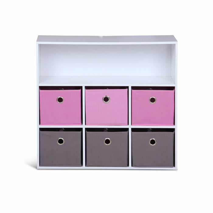 Armadio contenitore per cameretta dei bambini con 6 cestini, rosa