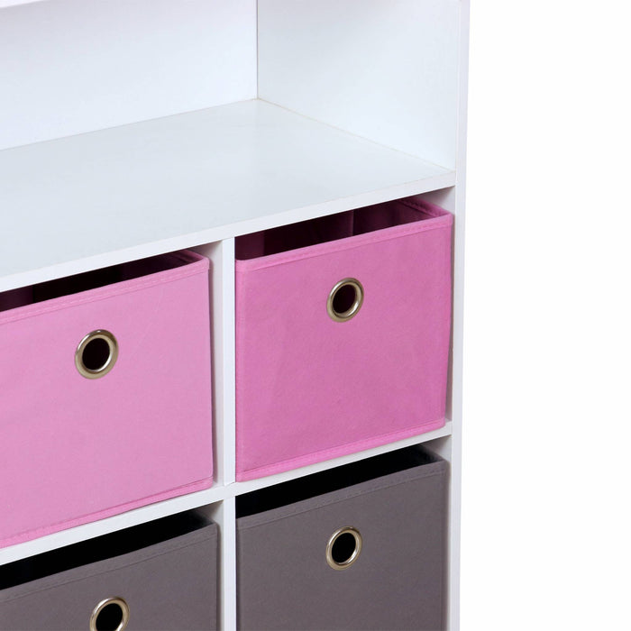 Armadio contenitore per cameretta dei bambini con 6 cestini, rosa