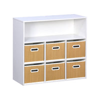 Contenitore per bambini con 6 cestini in fibra vegetale, marrone