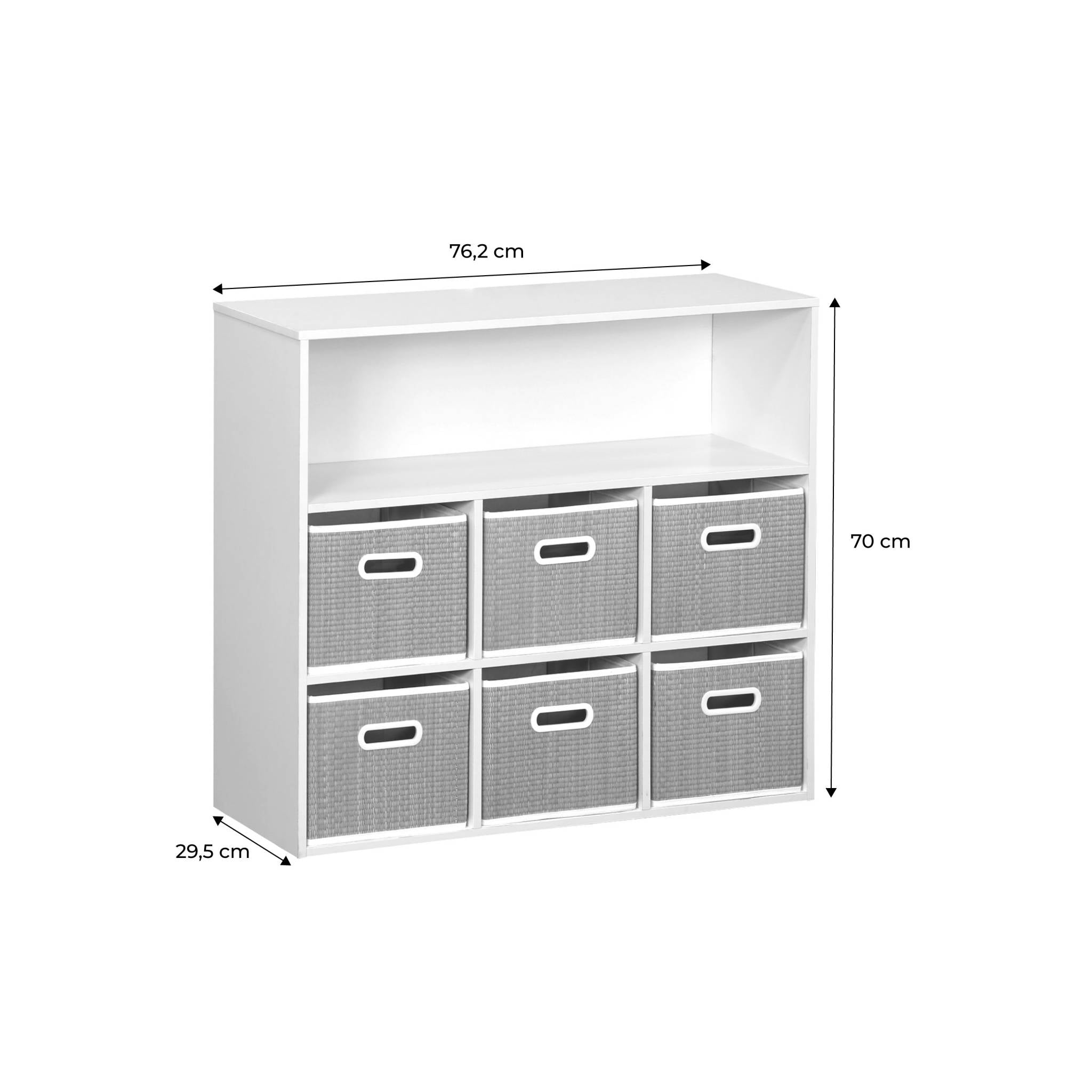 Contenitore per bambini con 6 cestini in fibra vegetale, marrone