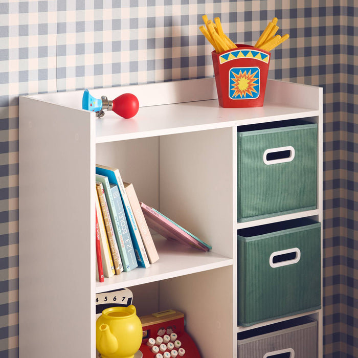 Contenitore per bambini con 4 cestini in velluto, verde