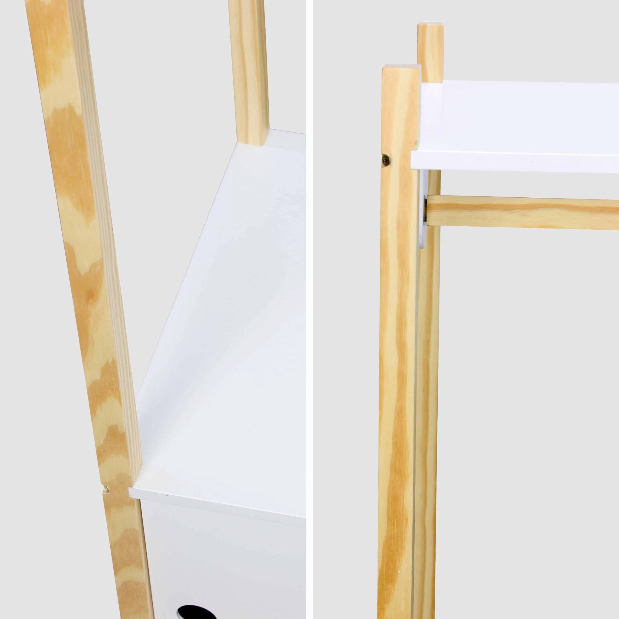 Appendiabiti per bambini in legno con ante scorrevoli, bianco