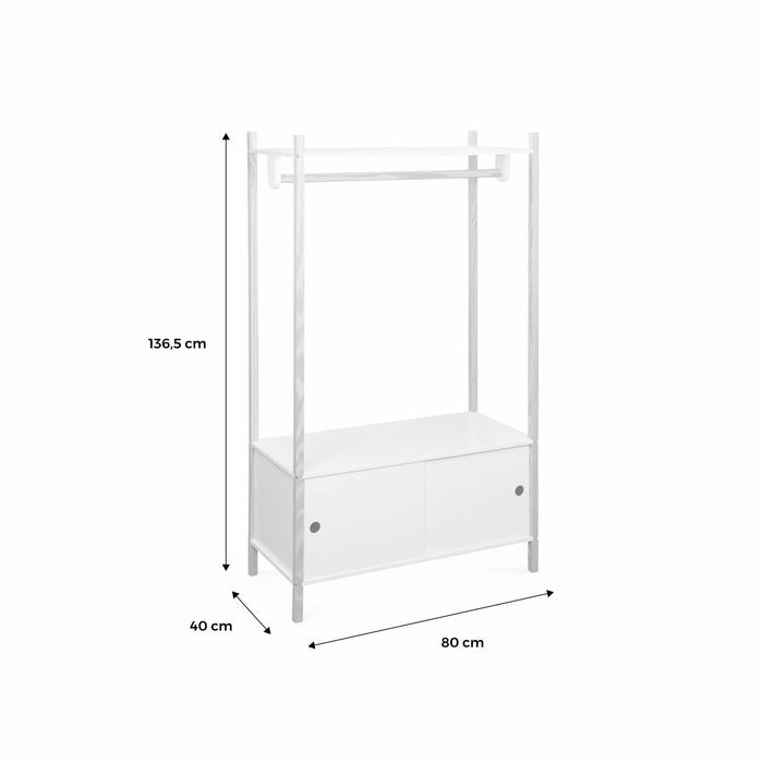 Appendiabiti per bambini in legno con ante scorrevoli, bianco
