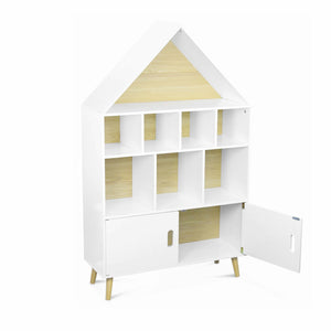 Scaffale per bambini in legno a forma di casa, bianco