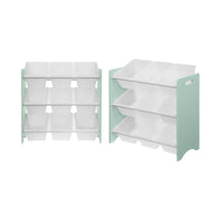 Set di 2 armadi per bambini per giocattoli, verde celadon