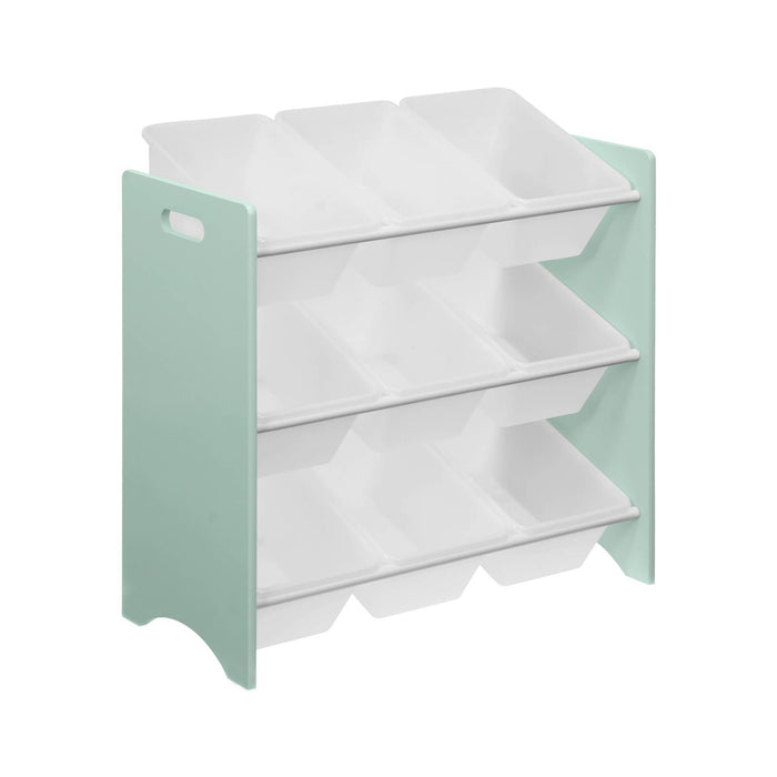 Set di 2 armadi per bambini per giocattoli, verde celadon