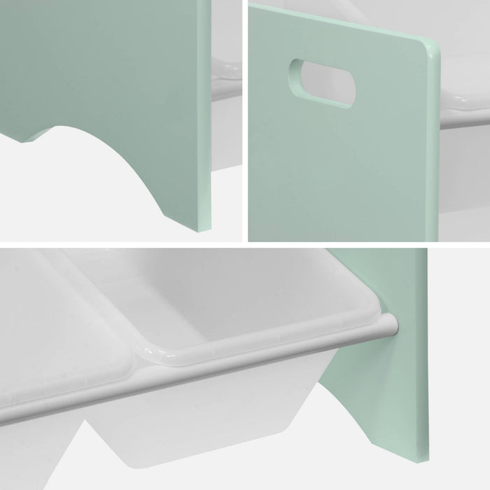 Set di 2 armadi per bambini per giocattoli, verde celadon