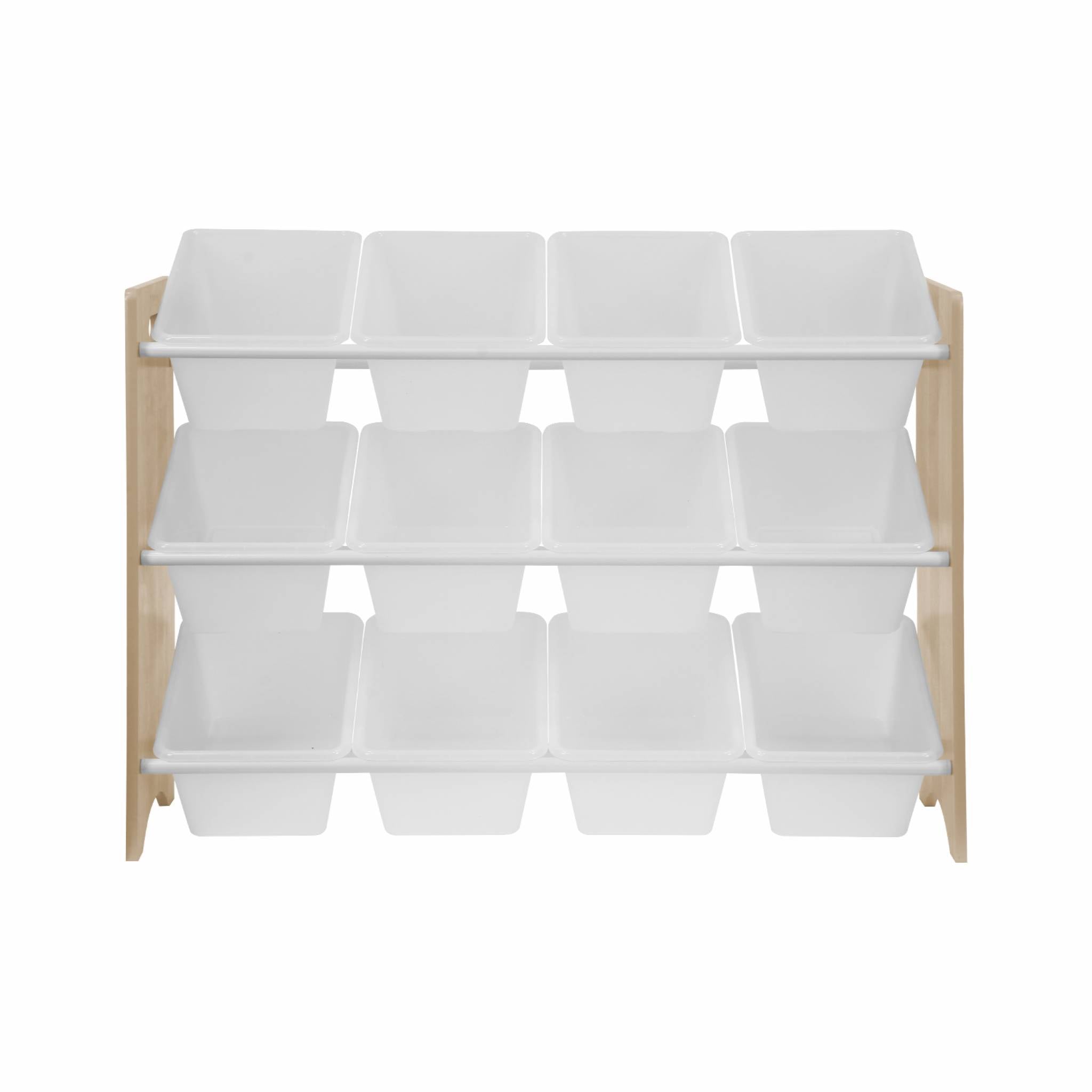 Contenitore per giocattoli con 12 scomparti, marrone naturale