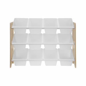 Contenitore per giocattoli con 12 scomparti, marrone naturale