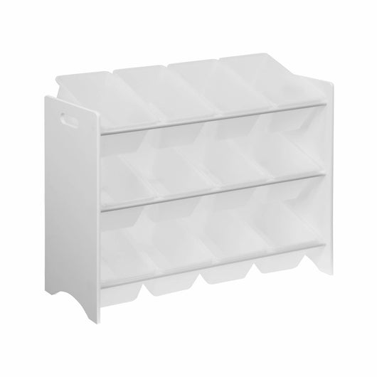 Contenitore per giocattoli con 12 scomparti, bianco