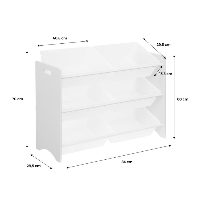 Contenitore per giocattoli con 6 scomparti, marrone naturale