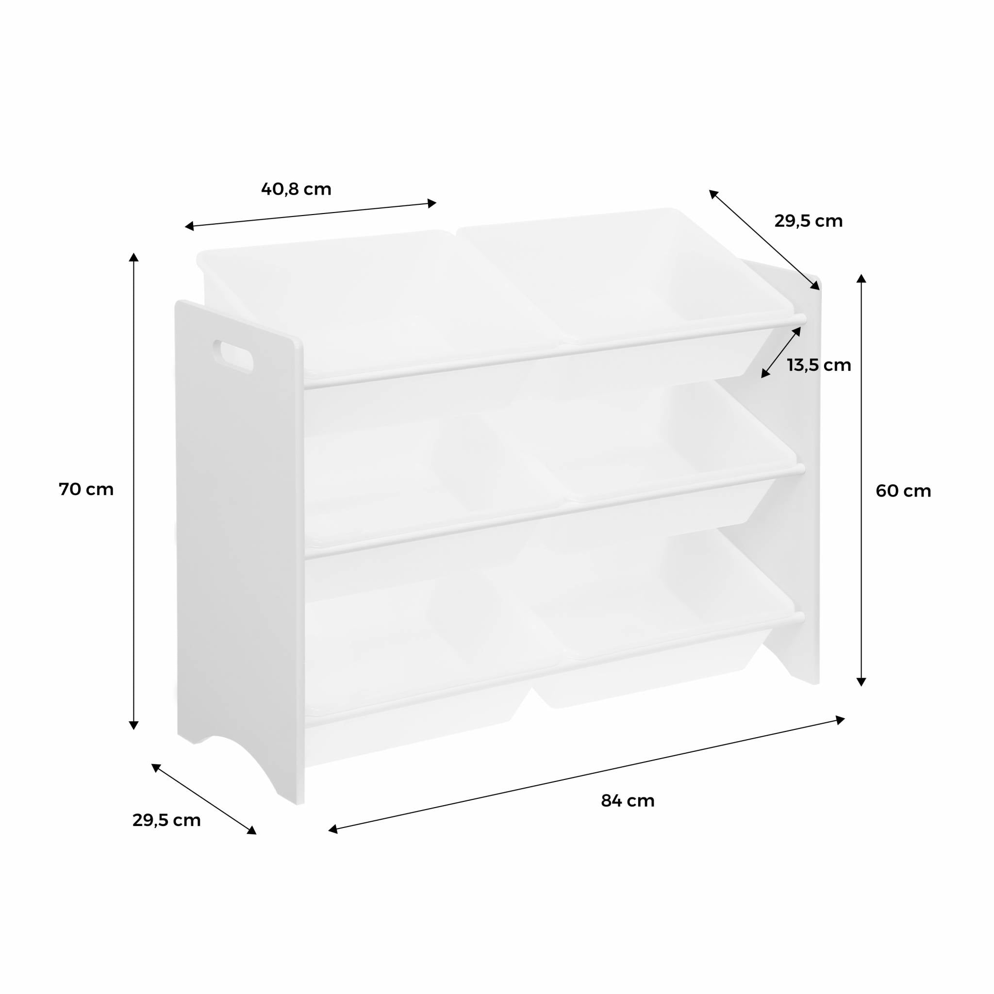 Contenitore per giocattoli con 6 scomparti, marrone naturale