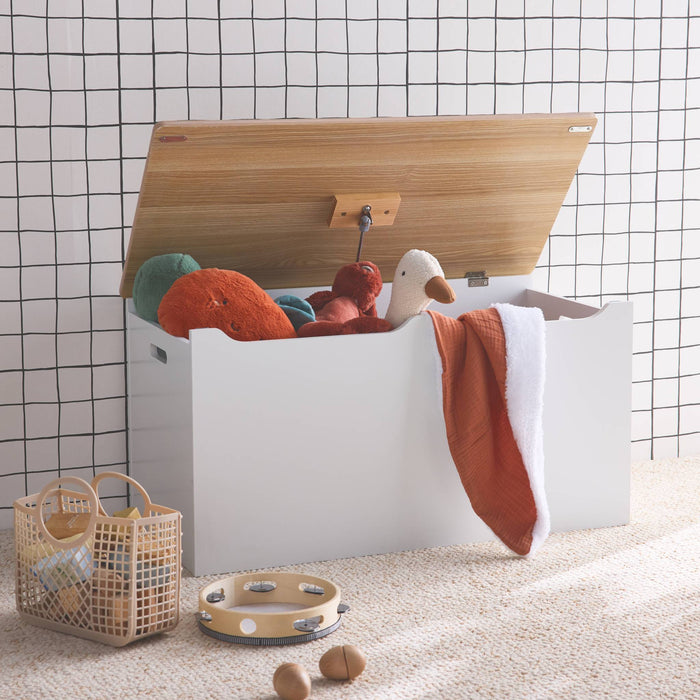 Cassettone per giochi effetto legno bianco, bianco