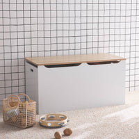 Cassettone per giochi effetto legno bianco, bianco