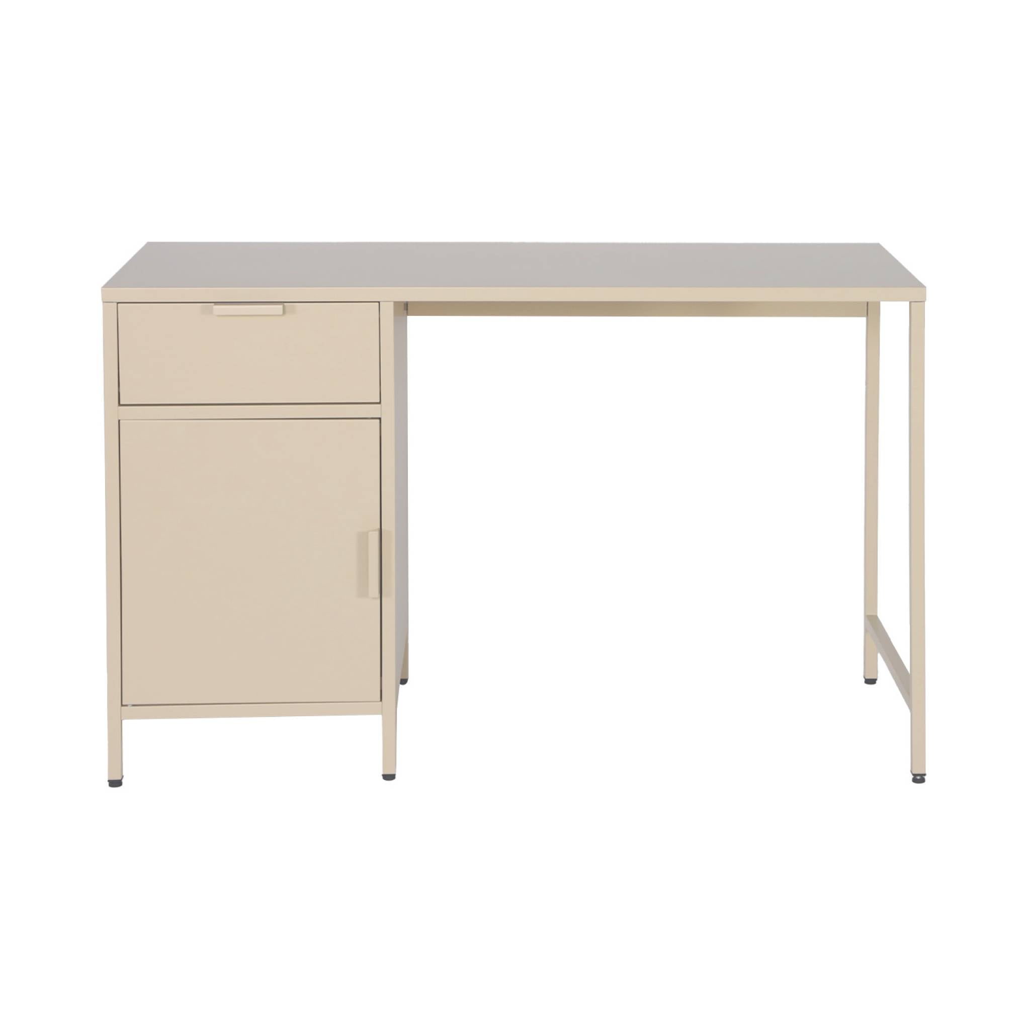 Scrivania per bambini in acciaio laminato, 1 cassetto, beige
