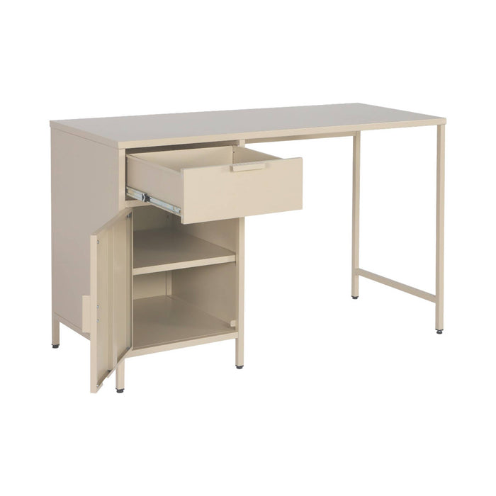 Scrivania per bambini in acciaio laminato, 1 cassetto, beige