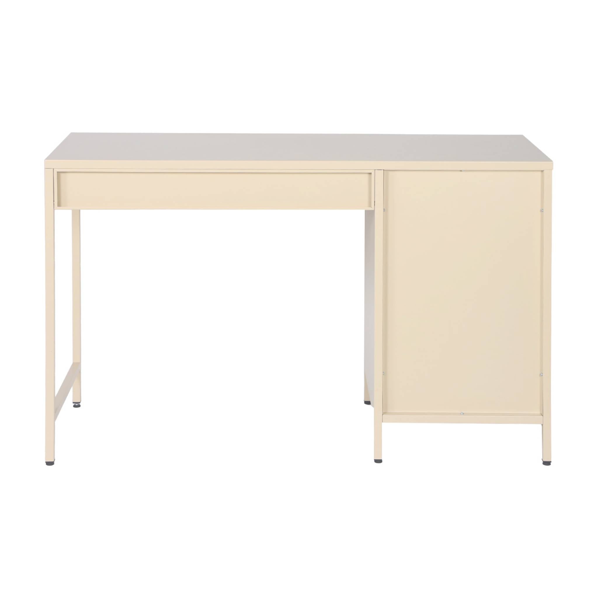 Scrivania per bambini in acciaio laminato, 1 cassetto, beige