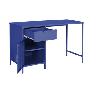 Scrivania per bambini in acciaio laminato, 1 cassetto, blu