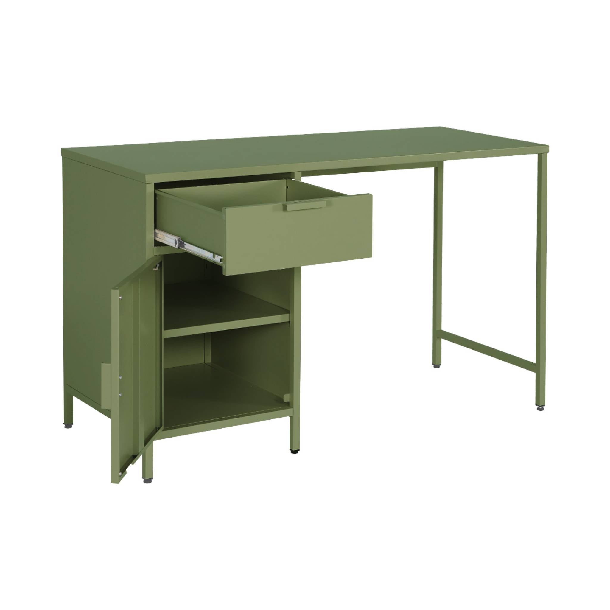 Scrivania per bambini in acciaio laminato, 1 cassetto, verde kaki