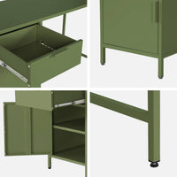 Scrivania per bambini in acciaio laminato, 1 cassetto, verde kaki