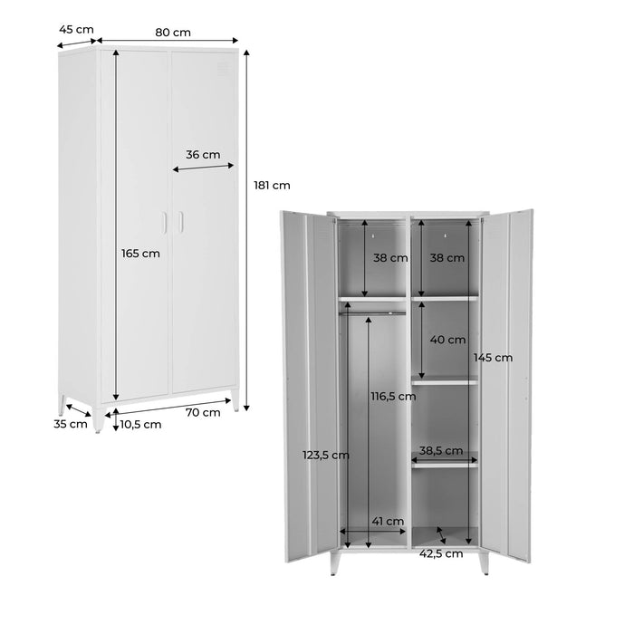 Armadio per camera guardaroba industriale in metallo 2 ante, 4